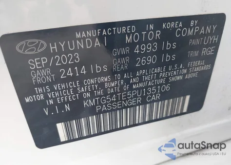 2023 Genesis G70 Sport Advanced/Sport Prestige from USA, damaged, VIN KMTG54TE5PU135106